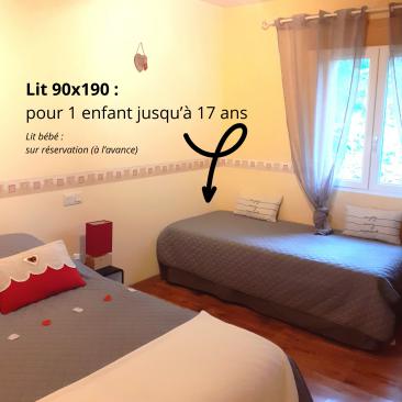 Chalet Cèdre - Chambre spacieuse avec aussi 1 lit en 90 (pour 1 enfant)